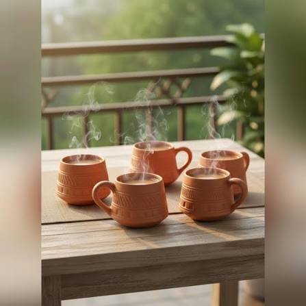 Earthy Terracotta Tea Cups (Set of 6)